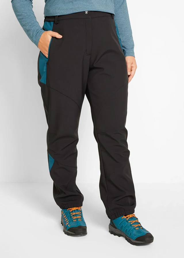 Pantalon softshell imperméable, coupe droite, Couleur: noir