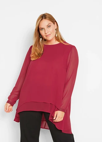 Tunique plus longue derrière, Couleur: rouge carmin
