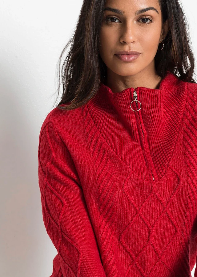 Pull camionneur en maille torsadée • rouge profond • product-page.page-title-suffix