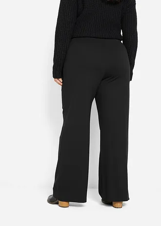 Pantalon large à taille élastiquée, Couleur: noir