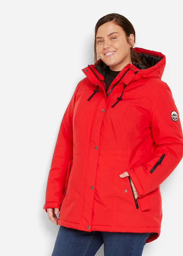 Waterdichte outdoor parka met capuchon, Kleur: dieprood