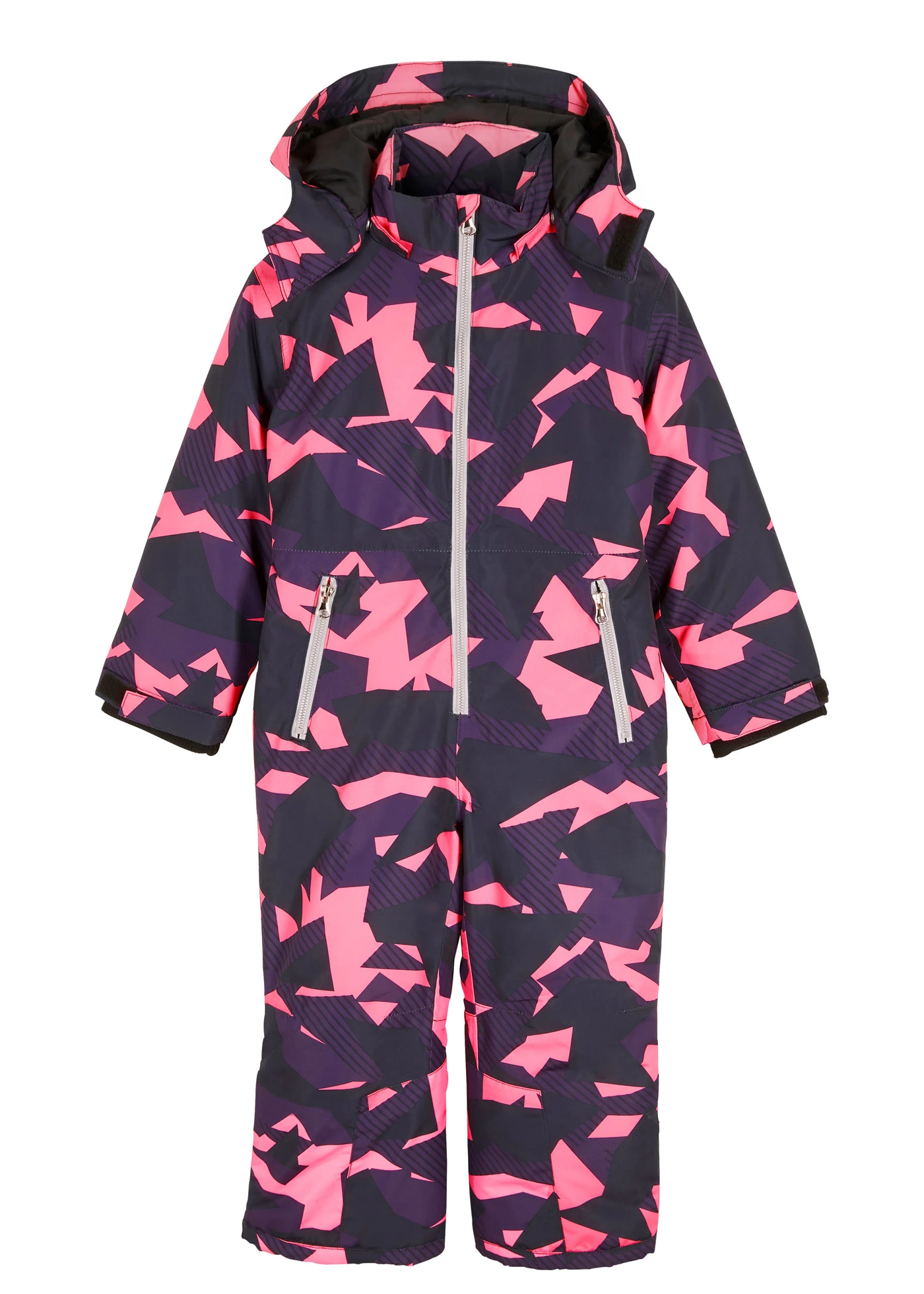 Combinaison de ski déperlante et chaudement doublée • violet foncé/rose fluo/noir imprimé • Boutique bonprix