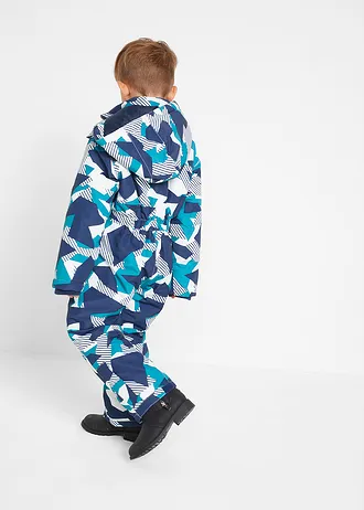 warm gevoerde sneeuwpak, waterafstotend, voor kinderen • donkerturkoois/donkerblauw/wit met print • bonprix online shop