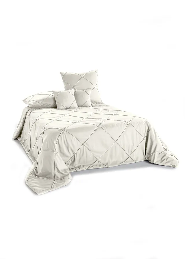 Sprei met ruiten, Kleur: beige