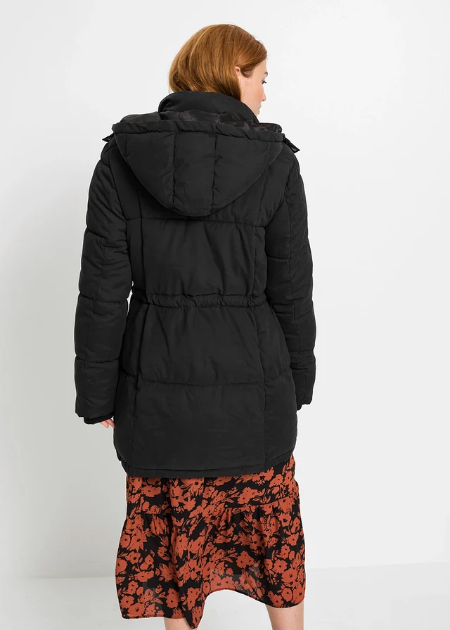 Winterjas met verstelbare tailleband, Kleur: zwart
