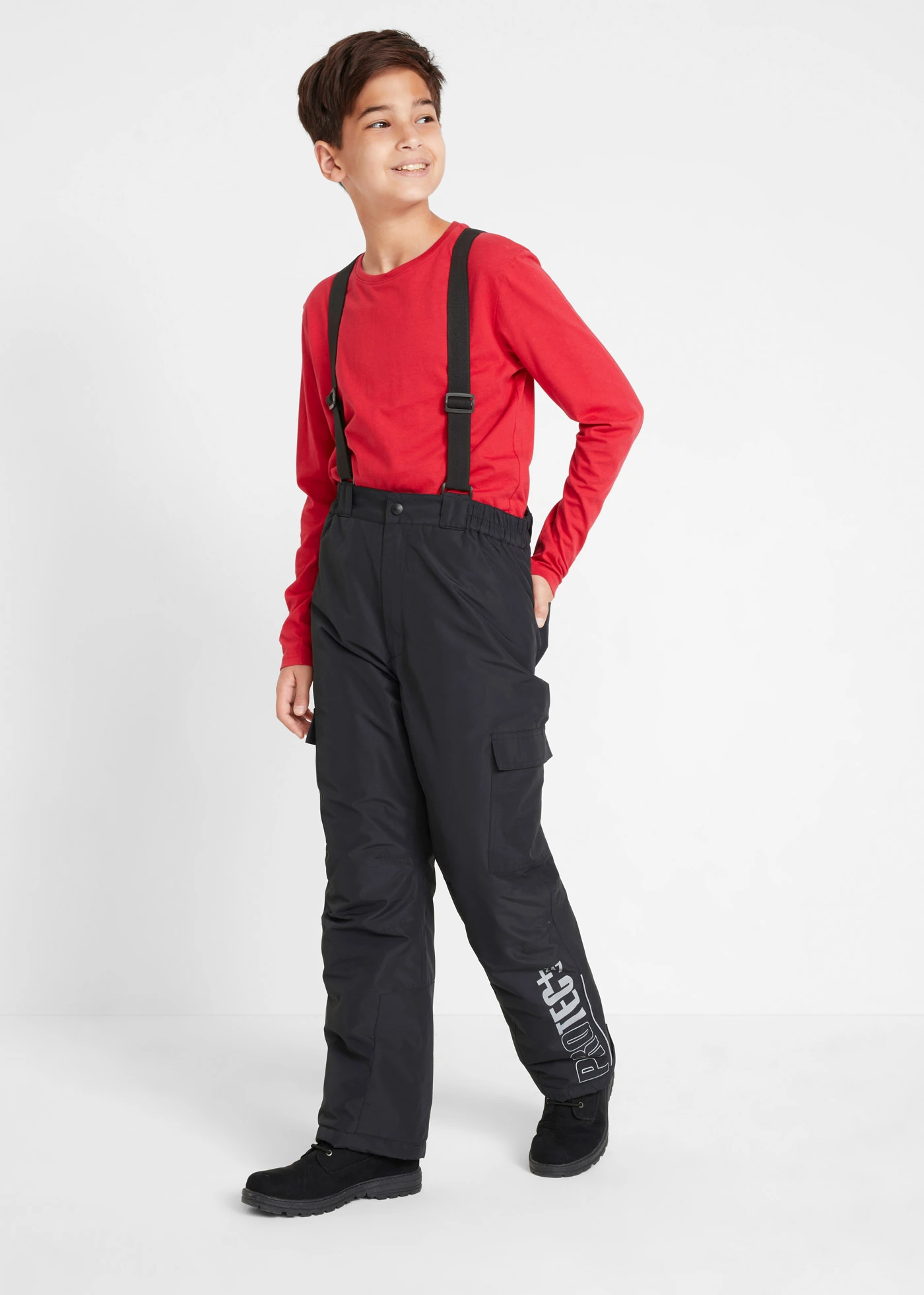 Pantalon cargo de ski imperméable à bretelles et doublure chaude • noir • Boutique bonprix