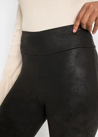 Legginsy ocieplane z powlekanym wykończeniem • czarny • sklep bonprix
