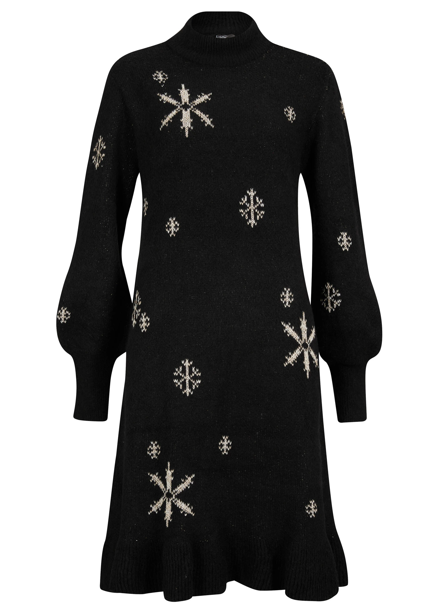 Robe en maille avec flocons de neige • noir • Boutique bonprix