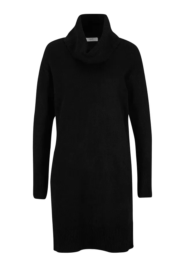 Robe pull oversize à col boule • noir • Boutique bonprix