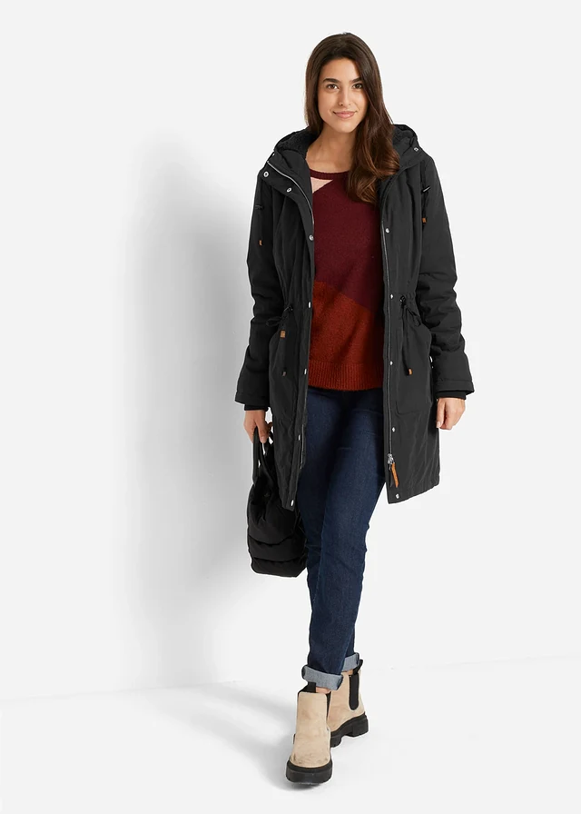 Parka doublée, Couleur: noir
