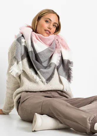 Šátek • šedo-růžovo-krémová • bonprix obchod