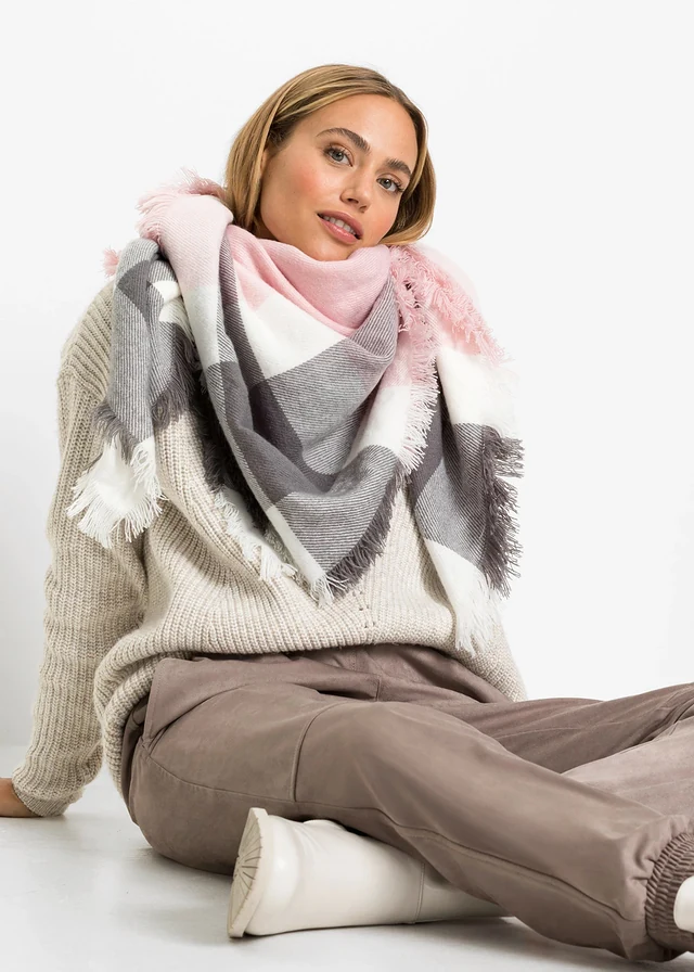 Sjaal • grijs-roze-crème geruit • product-page.page-title-suffix