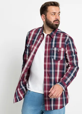 Overhemd met comfort fit, lange mouw, Kleur: esdoornrood geruit