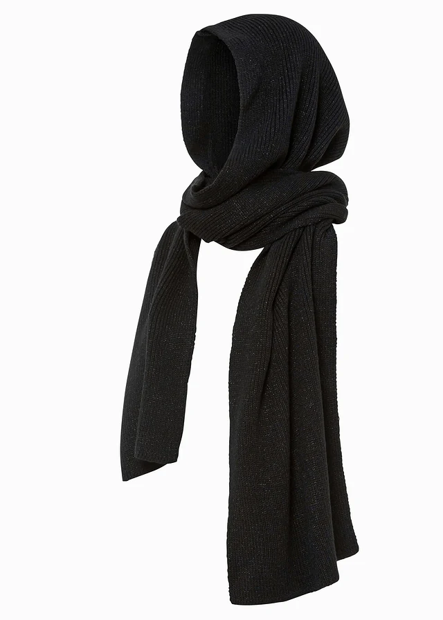 Écharpe-capuche brillante, Couleur: noir