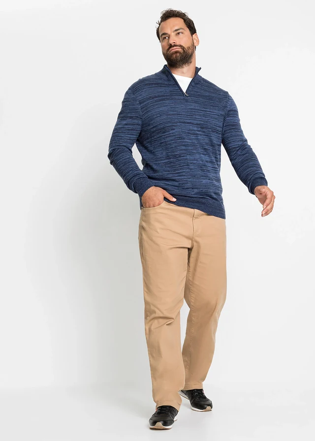 Gemêleerde schipperstrui met katoen, Kleur: donkerblauw mêlee