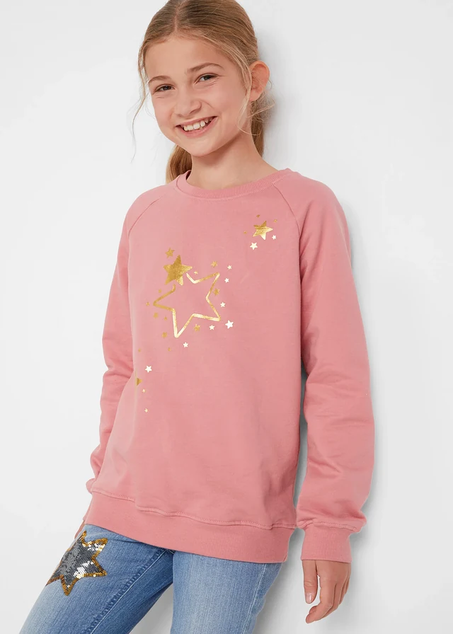 Sweater van puur katoen, Kleur: rookroze