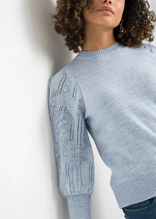 Pulover cu model ajurat • bleu • magazin bonprix