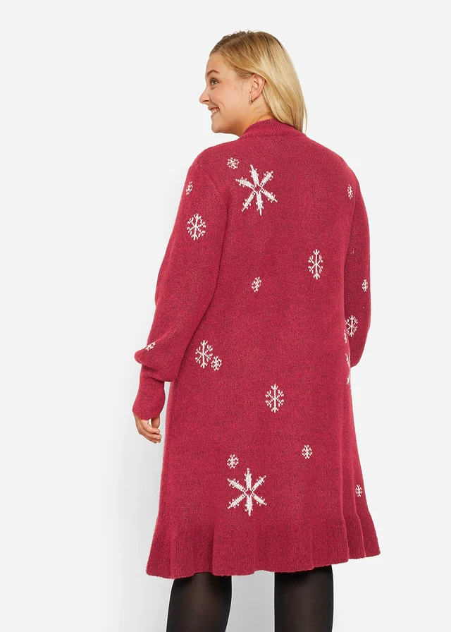 Robe en maille avec flocons de neige, Couleur: rouge vermillon