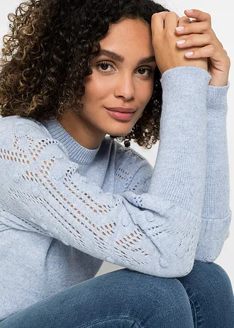 Pulover cu model ajurat • bleu • magazin bonprix