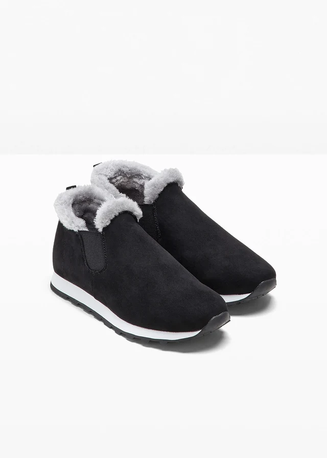 Pantofi sport slip-in căptușiți • negru • magazin bonprix