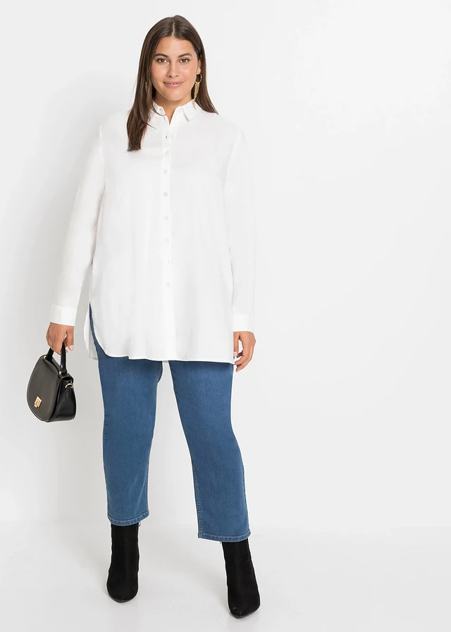 Chemisier en viscose douce, Couleur: blanc