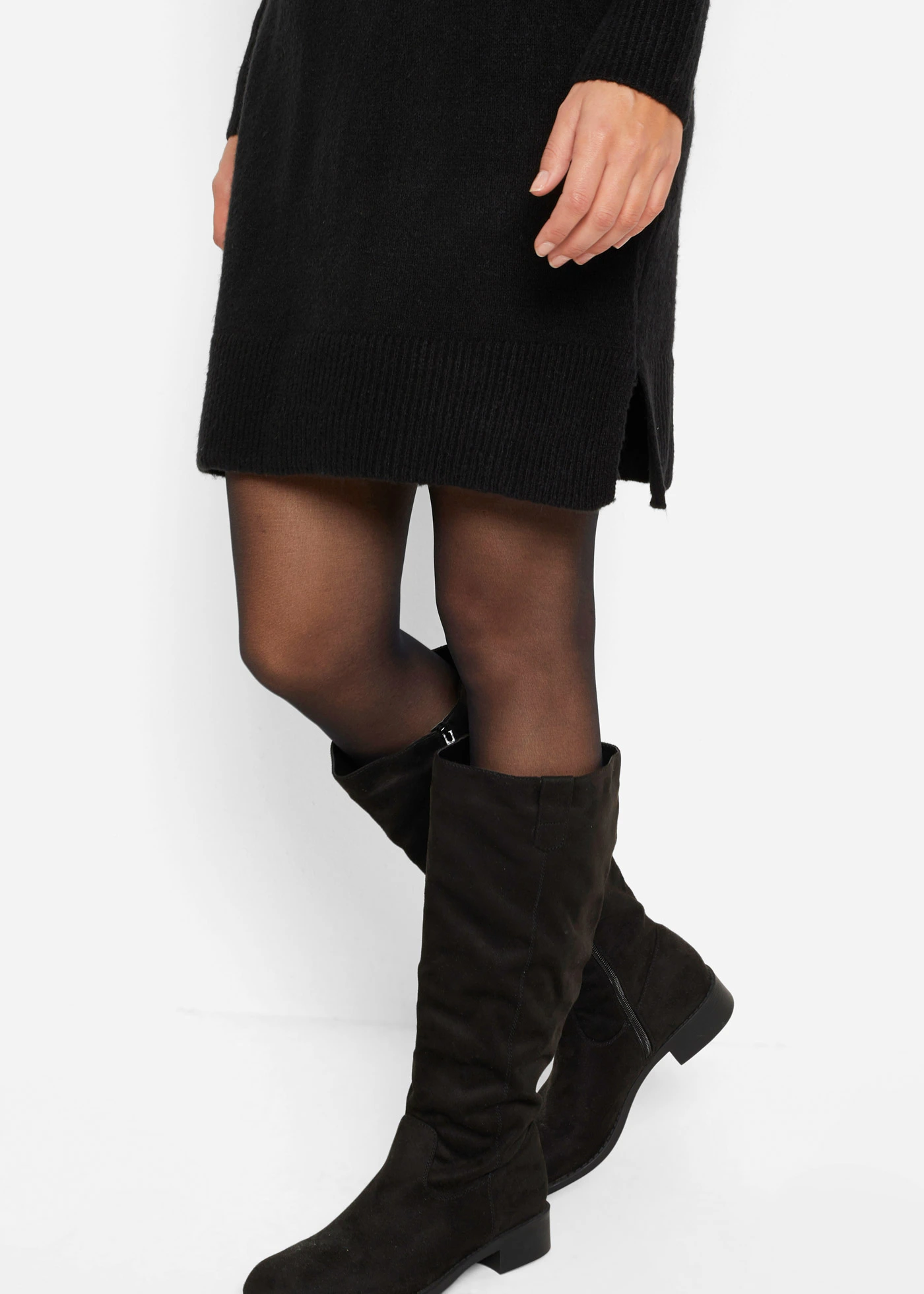 Robe pull oversize à col boule • noir • Boutique bonprix