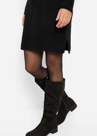 Oversized gebreide jurk met col • zwart • bonprix online shop