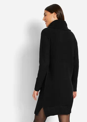 Oversized gebreide jurk met col • zwart • bonprix online shop