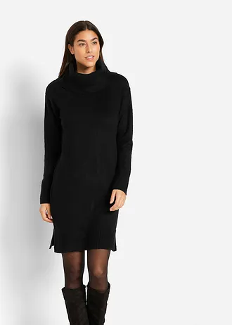 Robe pull oversize à col boule • noir • Boutique bonprix