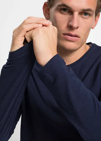 Tričko s dlouhým rukávem (3 ks v balení) • tmavě modrá + bílá + černá • bonprix obchod