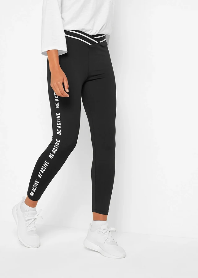 Sneldrogende 7/8 legging, Kleur: zwart met print