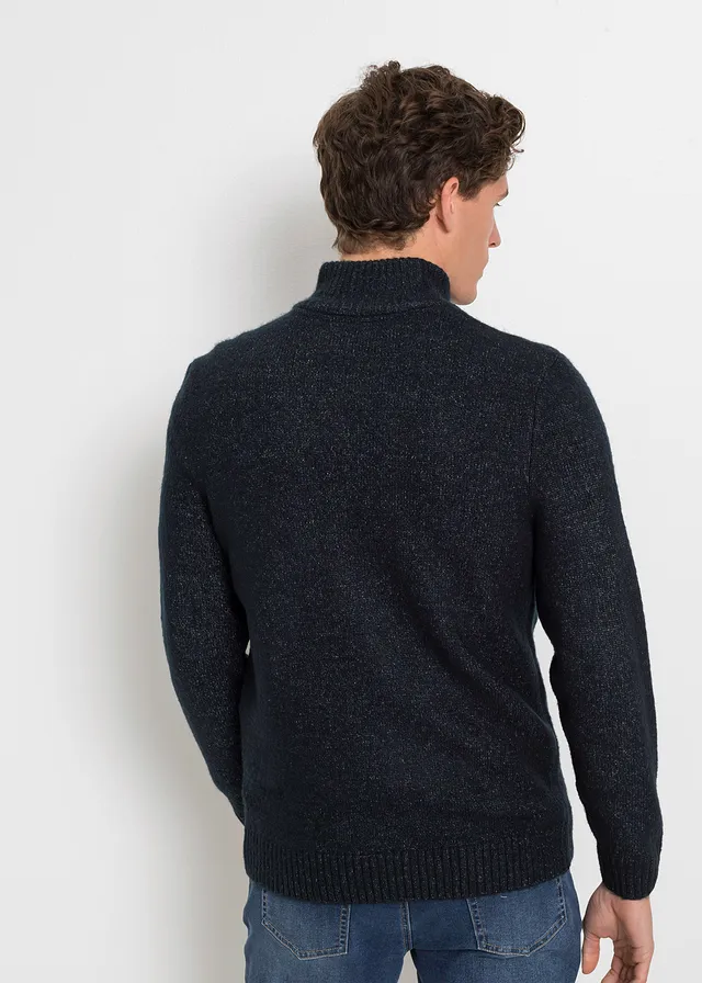 Vest met opstaande kraag, Kleur: donkerblauw gemêleerd