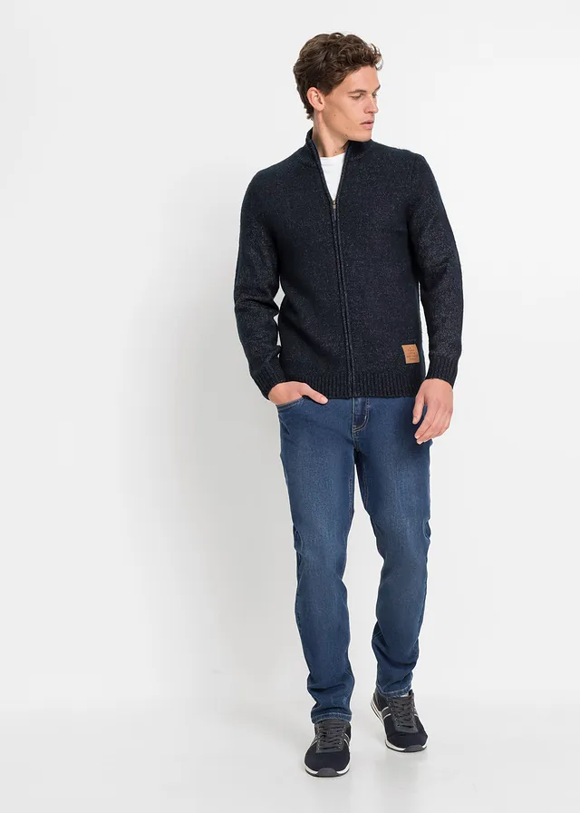 Vest met opstaande kraag, Kleur: donkerblauw gemêleerd
