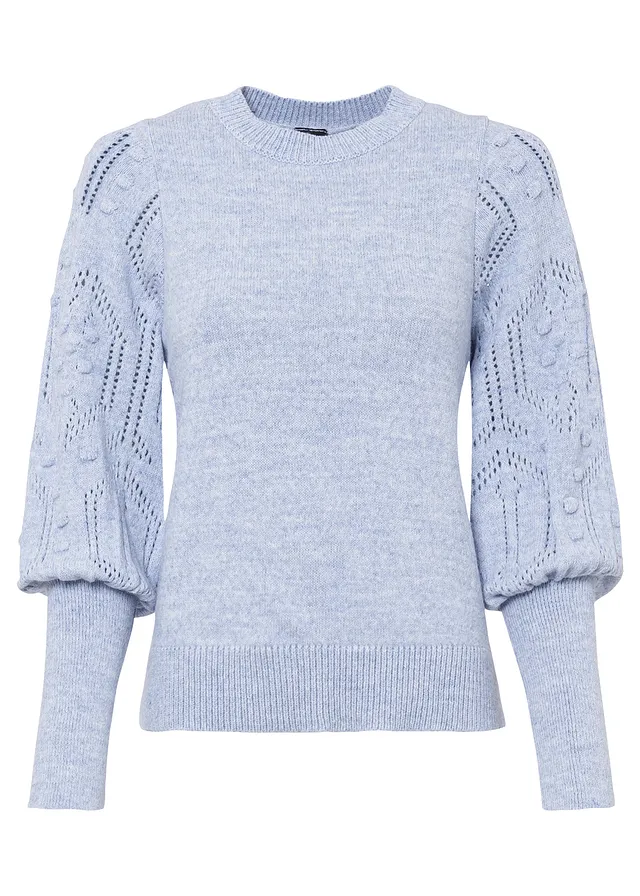 Sweter w ażurowy wzór • jasnoniebieski • sklep bonprix
