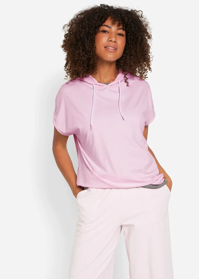 Sweat à capuche oversize, Couleur: mauve poudré chiné