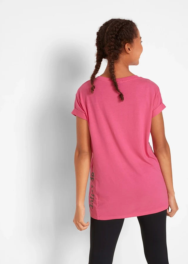 T-shirt de sport, Couleur: fuchsia imprimé