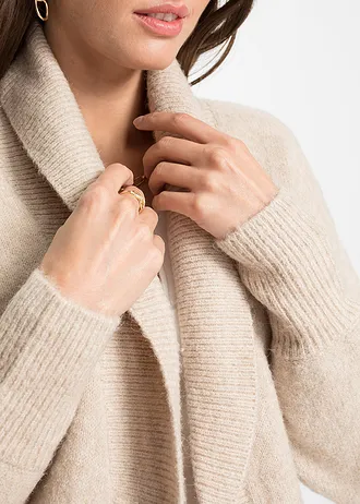 Lang gebreid vest • beige gemêleerd • bonprix online shop