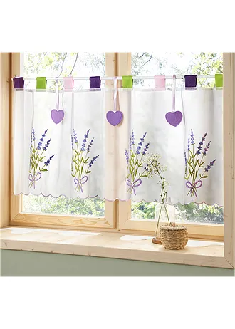 Vitrážková záclona s levandulovou výšivkou • bílo-fialová • bonprix obchod