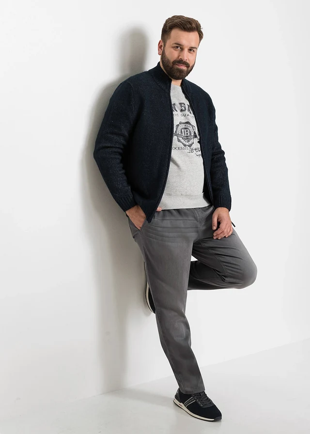 Veste en maille à col montant, Couleur: bleu foncé chiné