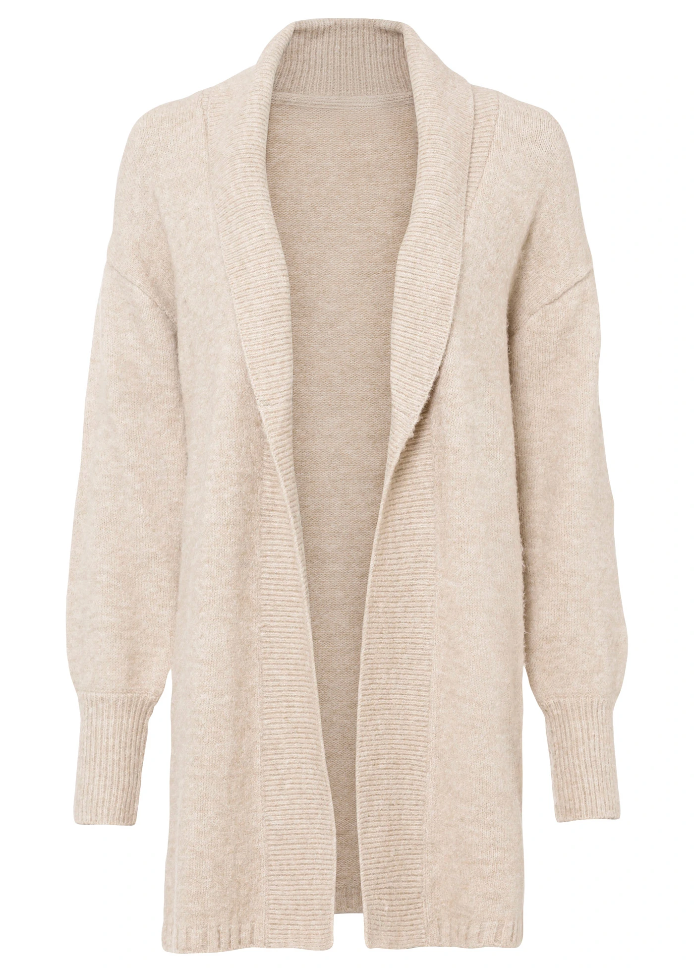 Lang gebreid vest • beige gemêleerd • bonprix online shop