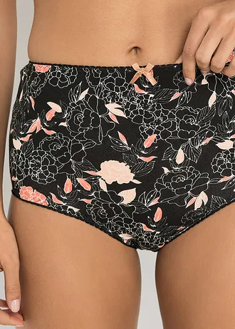 High Waist női alsó (4 db-os csomag), szín: fekete-virágmintás-fekete-melbaszín