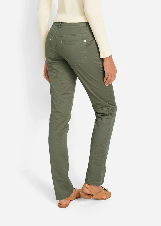 Stretch broek in crashed look • olijfgroen • product-page.page-title-suffix