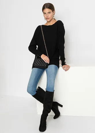 Cienki sweter z mieszanki wiskozy • czarny • sklep bonprix