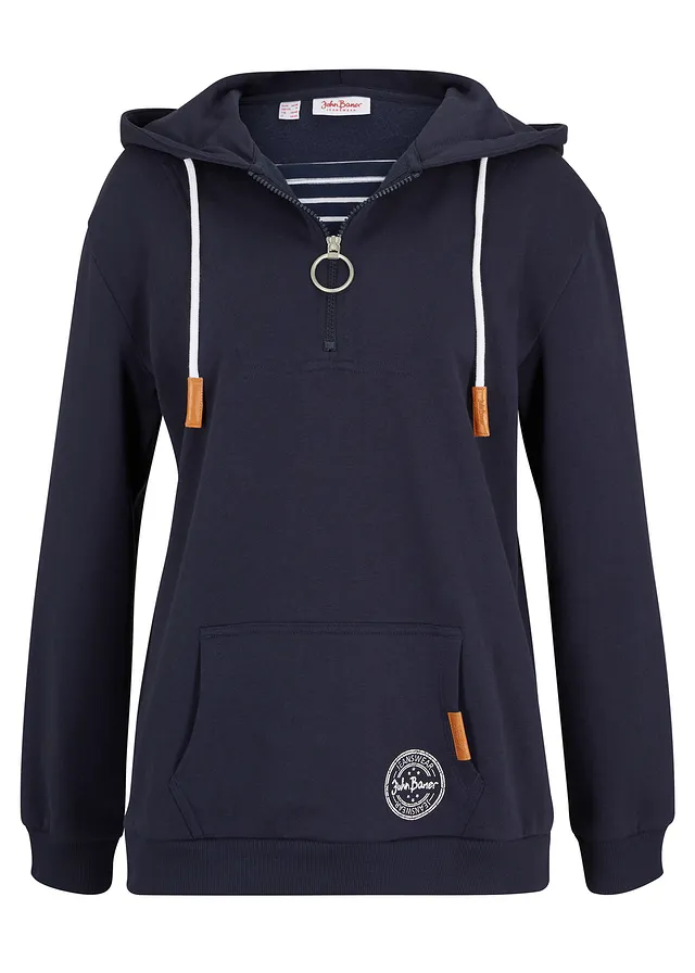 Hoodie in layerlook • donkerblauw • bonprix online shop