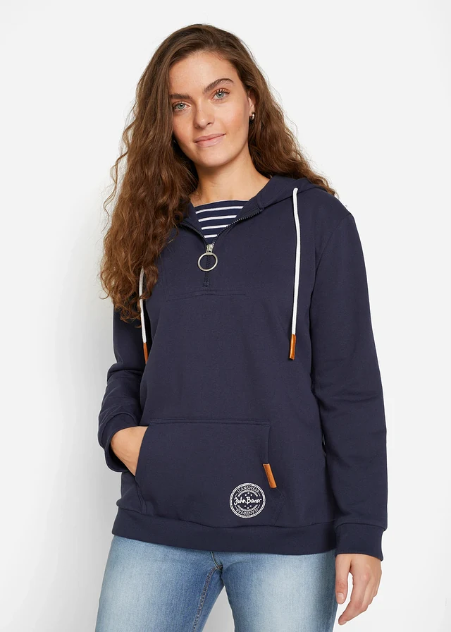Sweat-shirt à capuche, Couleur: bleu foncé