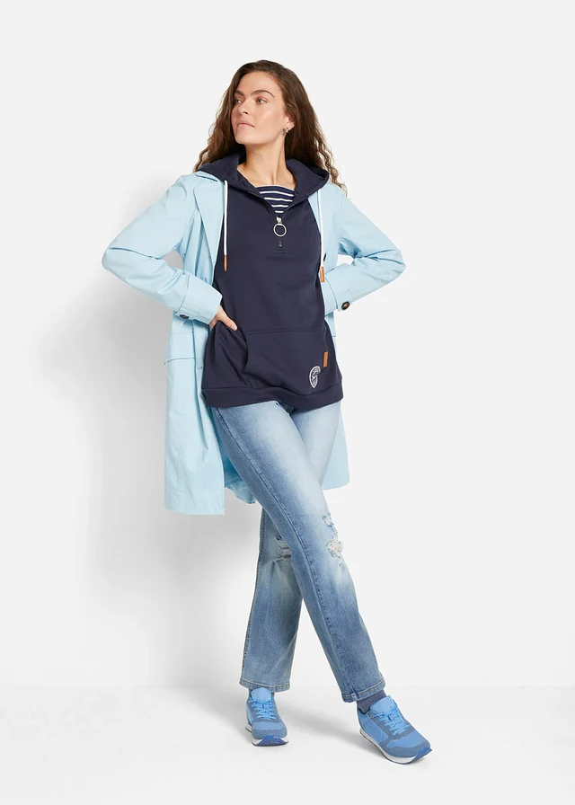 Hoodie in layerlook, Kleur: donkerblauw