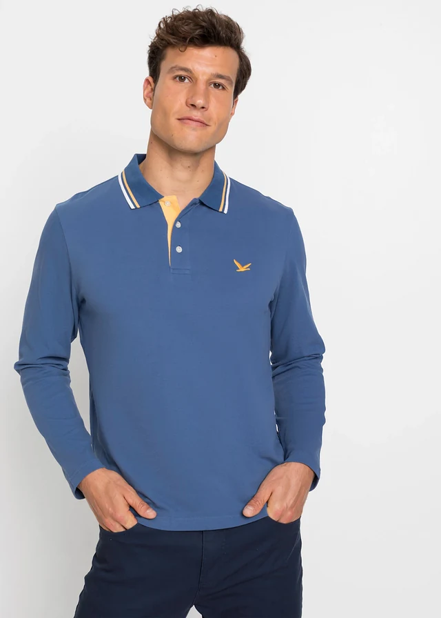 Lot de 2 polos 100% coton, Couleur: indigo clair + gris vert