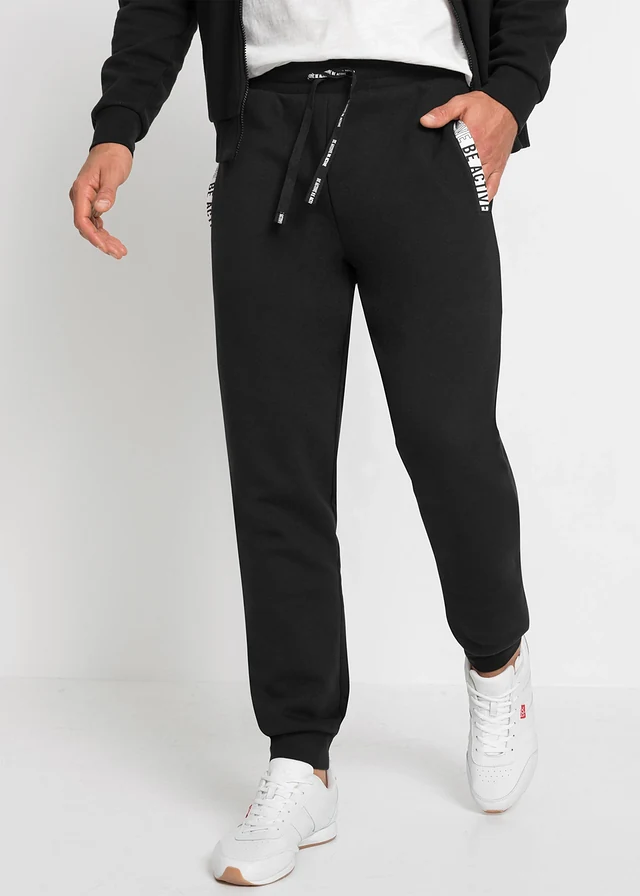 Pantalon de jogging avec détails sportifs, Couleur: noir