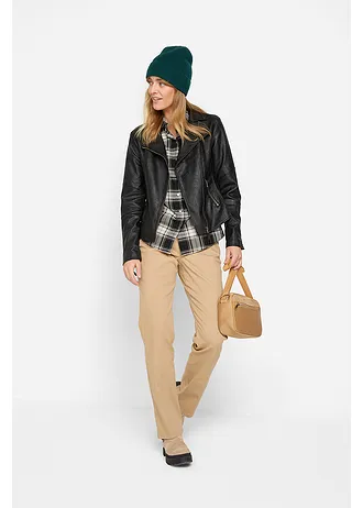 Kostkovaná košilová halenka z čisté bavlny, barva: černá /bílá kostkované