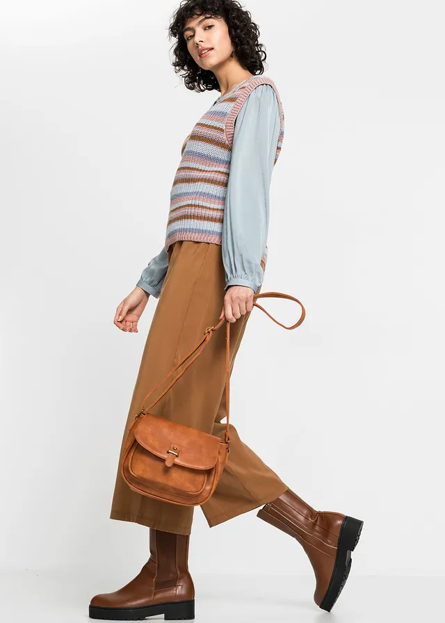 Petit sac à bandoulière avec boucle, Couleur: cognac
